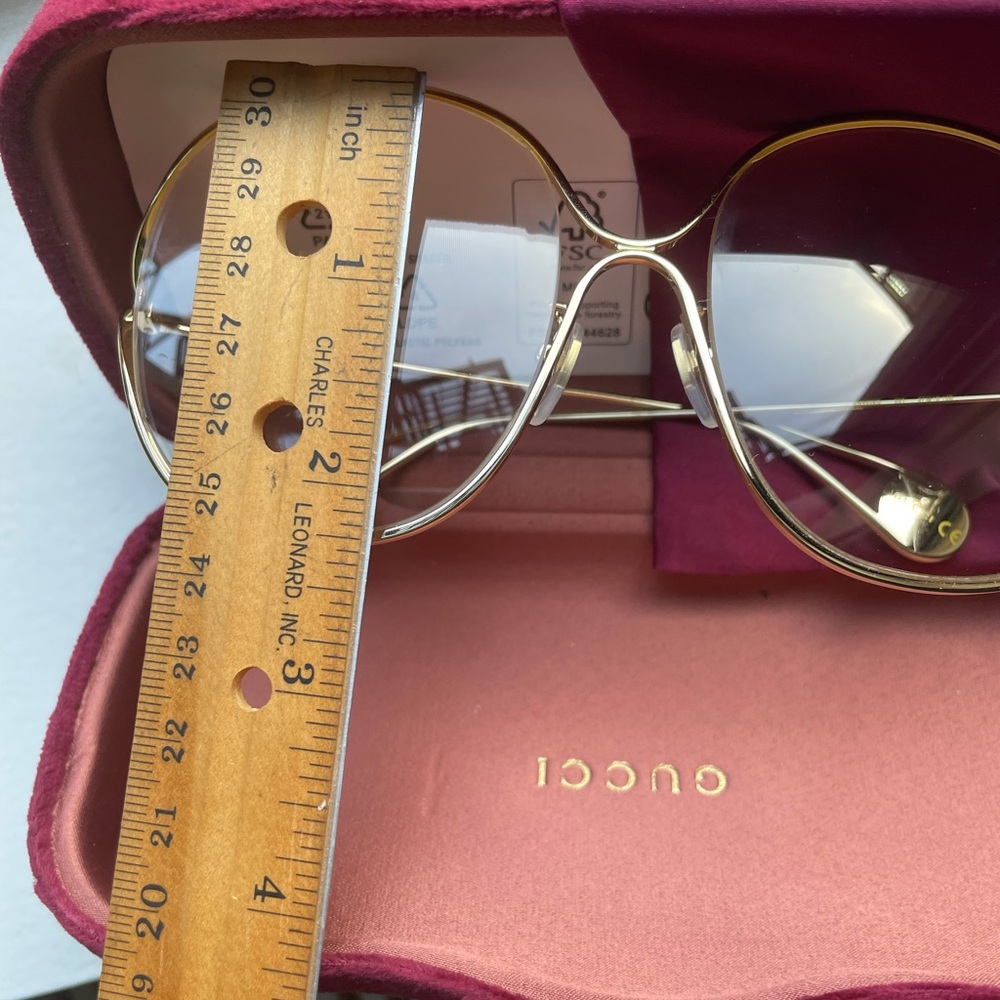 Gucci Gold Wireframe Oversized Round Glasses - Picture 6 of 6